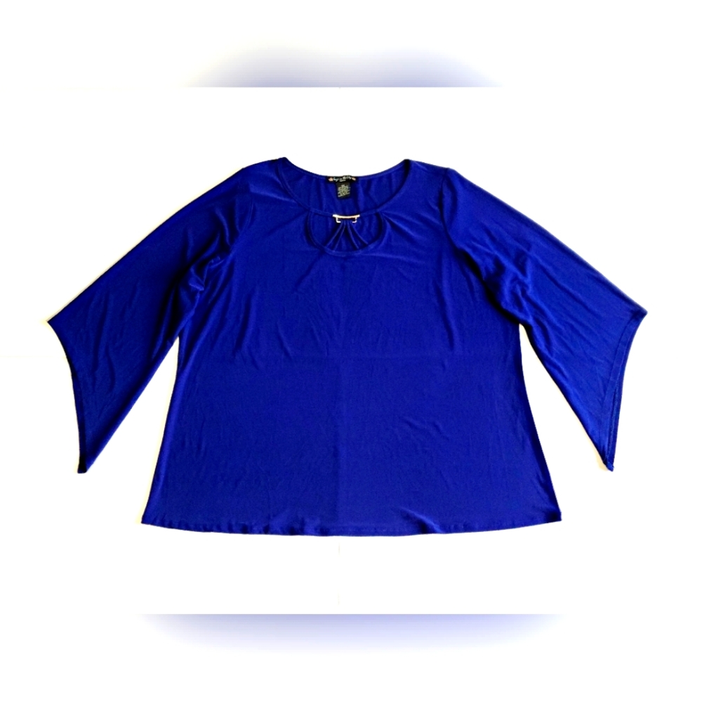 Womens Shirt Top Blouse Oversized Tee Navy Blue Suzie In The City Plus Size 3X